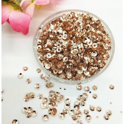 40g(11000pcs) 3mm Champagne Deep Cup Sequins Round Paillette Wedding ,DIY Accessory Rose-Gold Nail Art Confetti