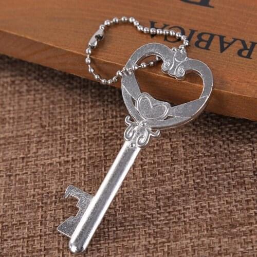 500pcs/lot key Shape Bottle Opener Keychain zinc alloy Key Ring Beer Bottle Opener Unique Creative Wedding Party Gift favor