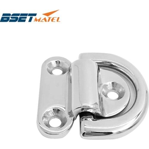 6mm Mirror Polish Marine Grade 316 Stainless Steel Boat Folding Pad Eye Lashing D Ring Tie Down Cleat for Yacht Motorboat Truck