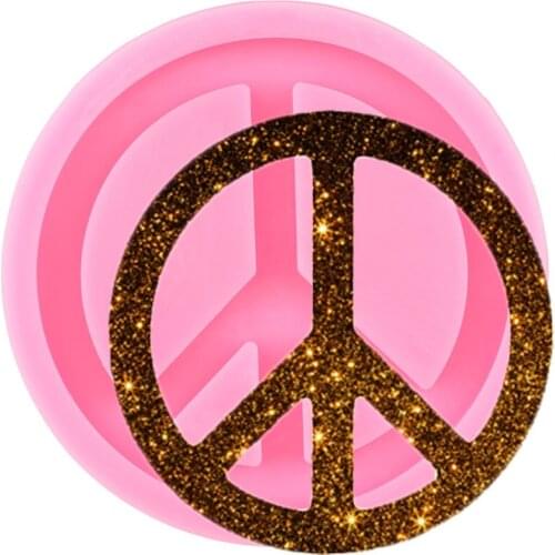 Shiny Glossy Round Peace Sign Keychains Silicone Mold Polymer Clay Pendant Molds Fashion Jewelry DIY Handmade Charms Moulds