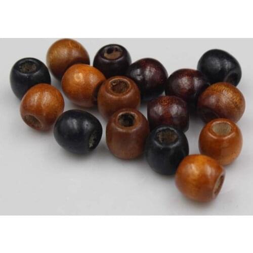 100pcs/lot Big Hole Natural Wood Beads 10mm 12mm Coffee Black Barrel Loose Wooden Spacer DIY Jewelry Making Beading Decoration