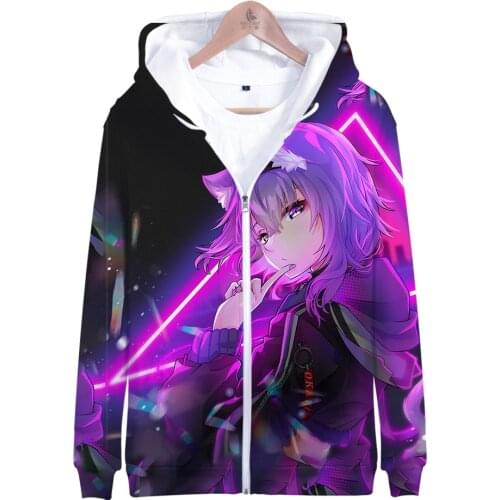 HOLOLIVE VTuber Nekomata Okayu 3D print autumn winter Holiday passionate style Men/Women Streetwear Style Zip Kawaii hooded