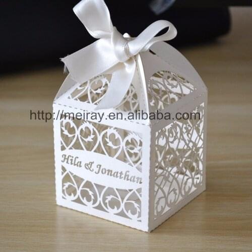 Custom gift boxes small white lace gift bags for wedding with logo