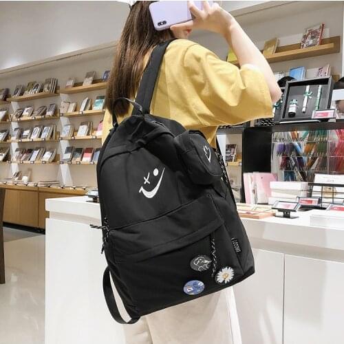 2 pieces set Fashion School Bags Teenage Girls Women School Backpack Waterproof Student Schoolbags Nylon Backpack Teen Women