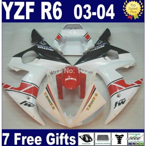 ABS motorcycle fairings kits For Yamaha 2003 2004 2005 R6s motul white red YZF R6 2003 2004 2005 03 04 05 body Fairing parts