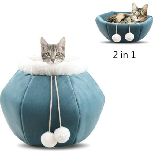 Cat Cave Bed Basket Nest, Foldable Pet Tent, Convertible Hood Bed, Hide & Seek Velour Cat Cave, & More Choices for Cats & Dogs