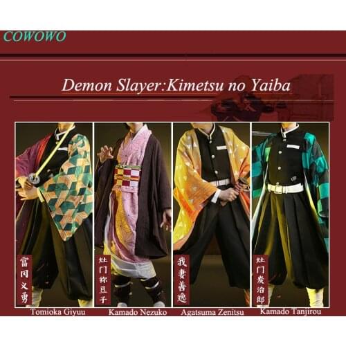 Anime!Demon Slayer:Kimetsu no Yaiba Kamado Tanjirou Agatsuma Zenitsu Tomioka Giyuu Kamado Nezuko Kimono Uniforms Cosplay Costume