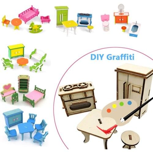 1:12 Dollhouse Miniature Furniture Wooden Creative Doll House Simulation Furniture For Kids Action Figure Decoration Models Gift