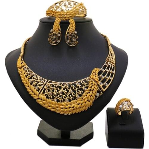 Longqu Fashion Dubai Gold Bridal Jewelry Sets Nigerian Wedding jewelry set wholesale African Beads Women Costume Jewelry Set