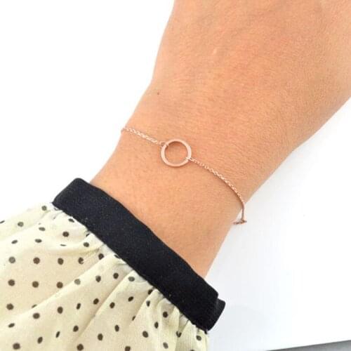 Fashion personality men and women stainless steel round circle bracelet simple pendant necklace jewelry best gift