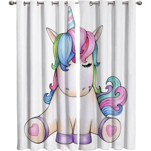 Cartoon Unicorn Cute Curtain for Kids Room Bedroom Curtain Cartoon Window Curtain for Boys Colorful cortinas