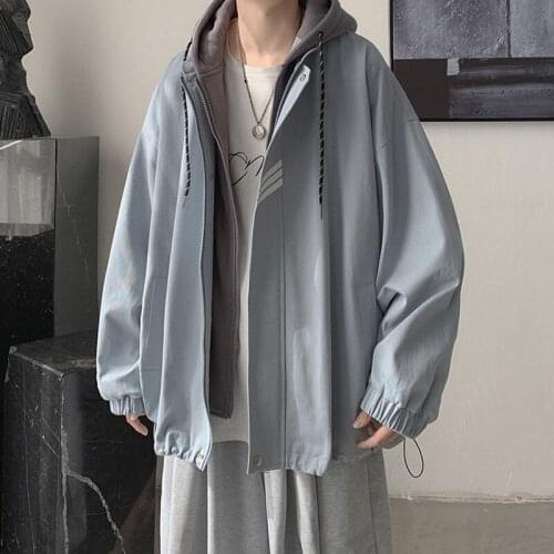 Men Spring Fake Jacket Japanese Style Loose Hip-Hop Hooded Jacket Korean Style Tide Brand Casual Top jacket