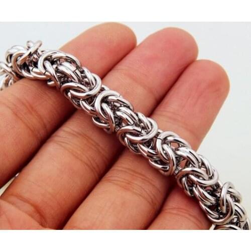 Mens Stainless Steel Handmade Byzantine Chain Necklace 8mm 21.6'' for Great Gifts Jewelry