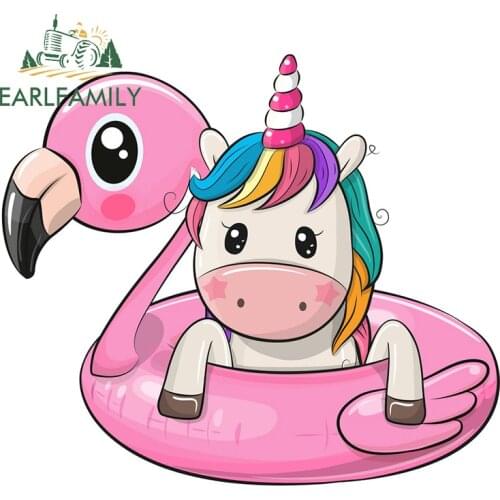 EARLFAMILY 13cm x 11.1cm for Unicorn Car Assessoires Stickers Personality Motorcycle Trunk Bumper Decal Scratch-Proof Decoration