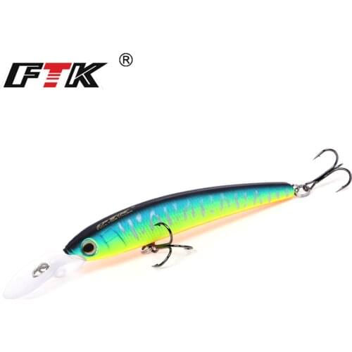 FTK 1pc Fishing Lure 80mm 7g Hard Artificial Bait Laser Sinking Minnow Fishing Bass Wobblers Pike Crank bait With Treble Hooks