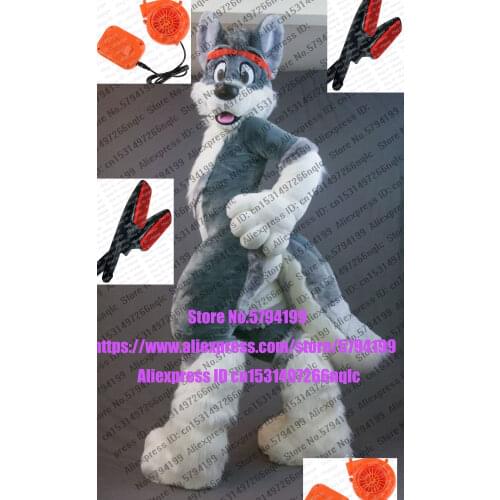 Grey SLIM DIGITIGRADE LEGS 3-D EYES HUSKY Dog Wolf Furry Fursuit Suit Costume Animal Party Fancy Dress Carnival Birthday Gift