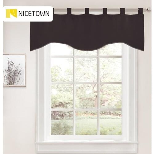 NICETOWN Blackout Scalloped Valances Curtain Tab Top Short Natural Window Treatment for Bathroom Kitchen Window Living Room