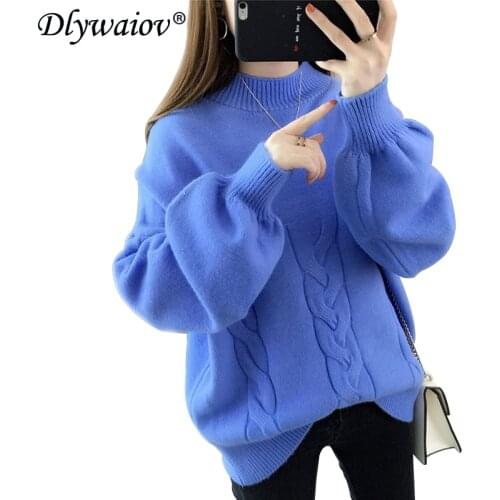 Loose Pullover sweater Women tops 2020 Winter sweater Female Rib knit Puff sleeve sweater Korean Ladies New Jumper Pull femme