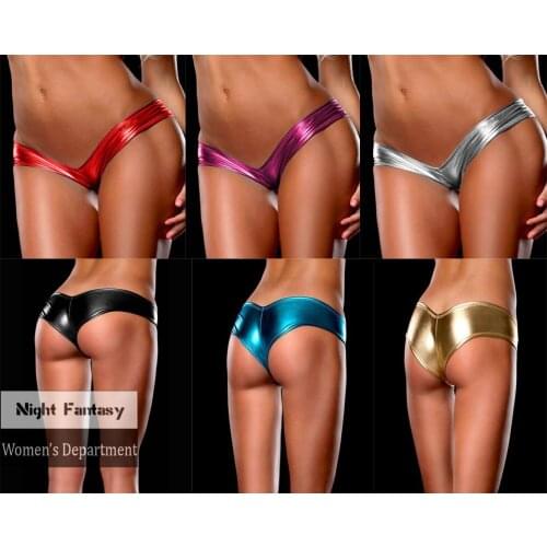 Women One Size Slim Fit Patent Leather Panties Lady Sexy Lingerie Low Waist G-strings Intimate Erotic Female Underwear