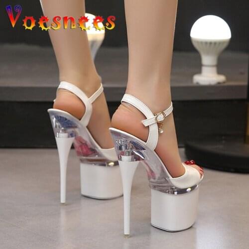 Steel Tube Dancing Shoes Women 2019 Summer New High Heel Peep Toe Sandals Heel 15-18cm Thick the Bottom Waterproof 5- 8.5cm Nigh