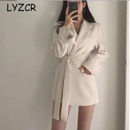 LYZCR White Blazer Women Suit Jacket 2019 Long Sleeve Office Ladies Women Blazers And Jackets Elegant Ladies Blazer Femme Mujer