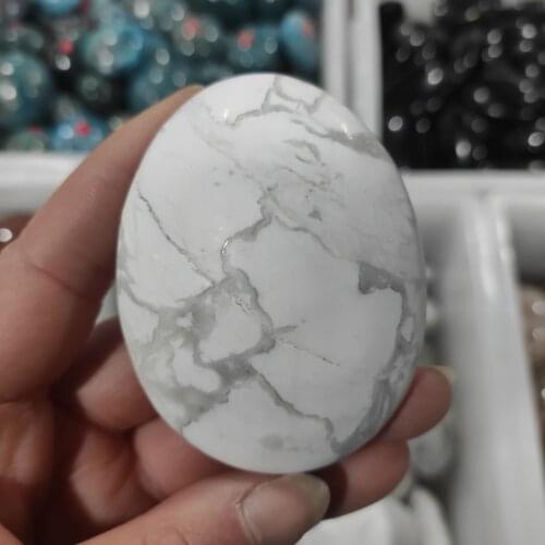1pcs Palm Tumbled Stone white turquoise Crystal Healing Smooth Soap Shape Massage