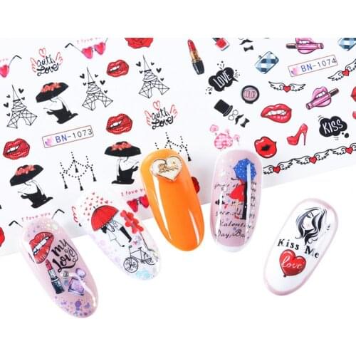 1 Pc Professional Salon Nail Sticker Girl Water Transfer Decals Decoration Manicure Tattoos