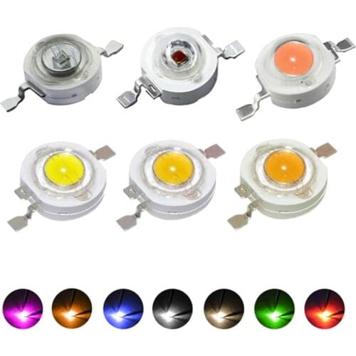10pcs Best Quality 1W 3W Copper High Power LED No Magnetic LED Diodes Full Spectrum Cold White Warm White Red Green Blue Yellow