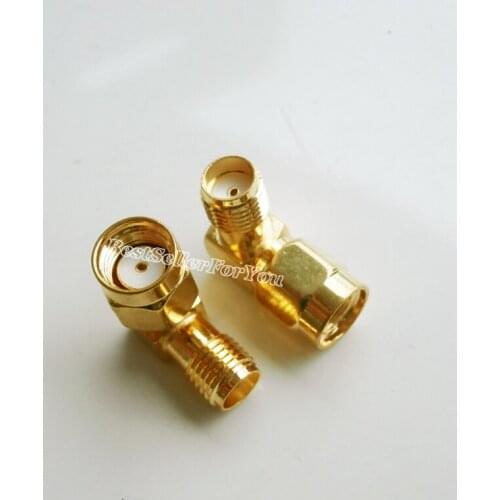 1X RP SMA Connector RPSMA Connector Male Plug To SMA Connector Female Right Angle 90 Degree In Series Connector Adapter