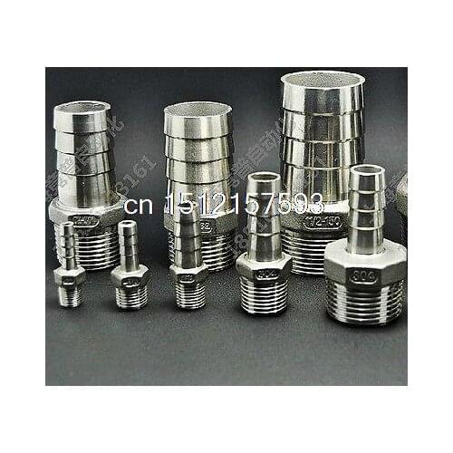 304 Stainless Steel 1" Male BSPT Threaded to 25mm Hose Barbed Connector Adapters