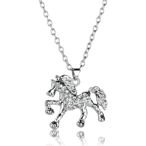 36PC Horse Pendant Clear Crystal Rhinestone Charm Necklaces Women Men Best Friends Wedding Party Gifts Jewelry Accessories Hot