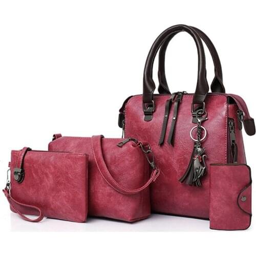 Luxury Brand 4 Psc/set Womens Handbags Large Capacity Women Bag Ladies Leather Tote Fashion Shoulder Bags For Women 2021 Wallet