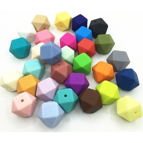 Mix colors 50pcs/lot Modern silicone bead teething necklace/ nursing necklace/ hexagon silicone beads free shipping