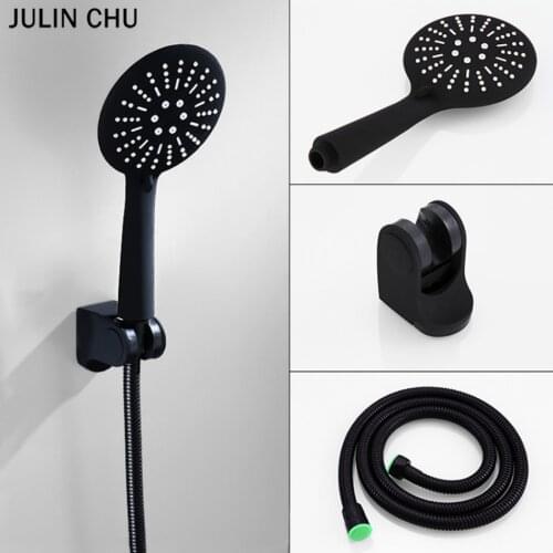 ABS Shower Head Set Black Hand Hold High Pressure Water Saving Waterfall Handheld Bath Shower Heads Showerhead Holder with Hose