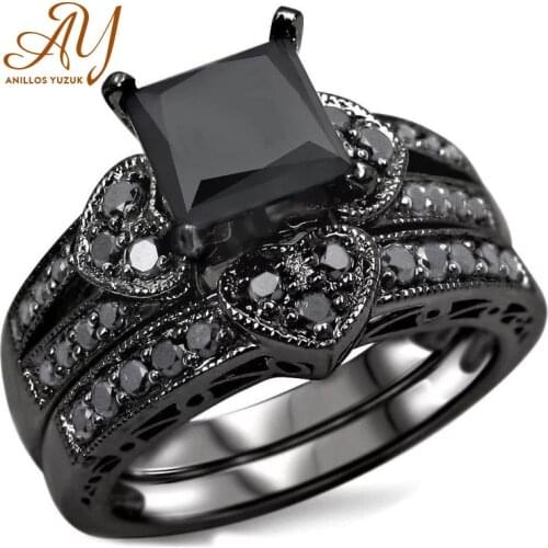 Anillos Yuzuk Silver 925 Jewelry Women Ring black Ring Womens Wendings Gift Wholesale Size 6-10