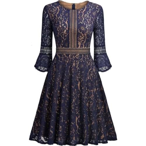 BacklakeGirls HT4205 Round Neck A Line Mother Of The Bride Dresses Three Quarter Sleeves Lace Four Colors 2020 Платье Коктельное