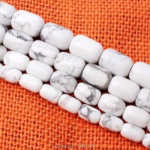 High Quality 8x12-13x18mm Natural Color White Howlite Column Shape Loose Beads Strand 15" DIY Creative Jewellery Making wj272