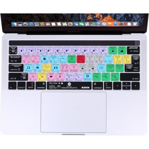 XSKN for Adobe After Effects Keyboard Skin for Macbook 13 15 A1706 A1707 (2016 Release, Touch ID) Software HotKey Silicone Cover