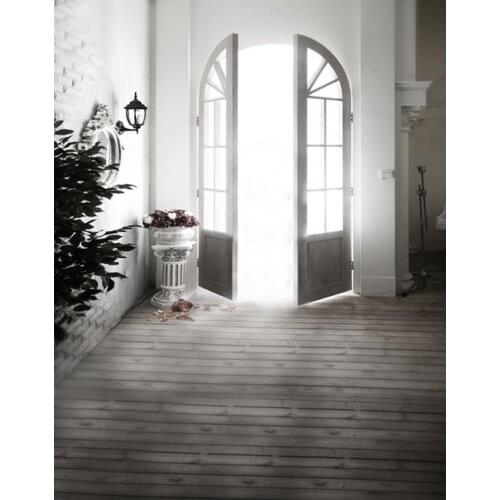 Wooden Floor White Room Flowers Photography Backdrops Photo Props Studio Background 5x7ft