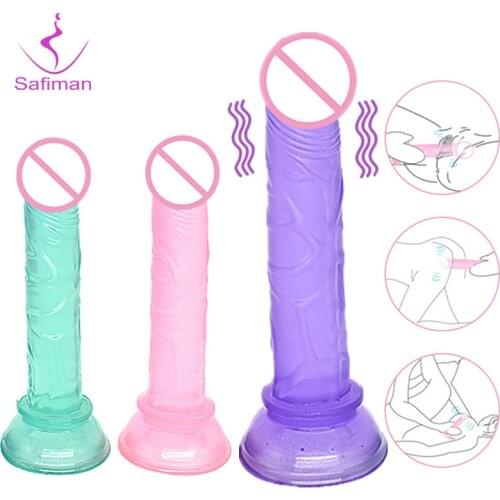 Cheap Anal Plug Dildo WomenS Suction Cup Jelly Penis Big Dick Sex Toys For Women Soft Crystal Dildos Cock Intimate Goods Shop