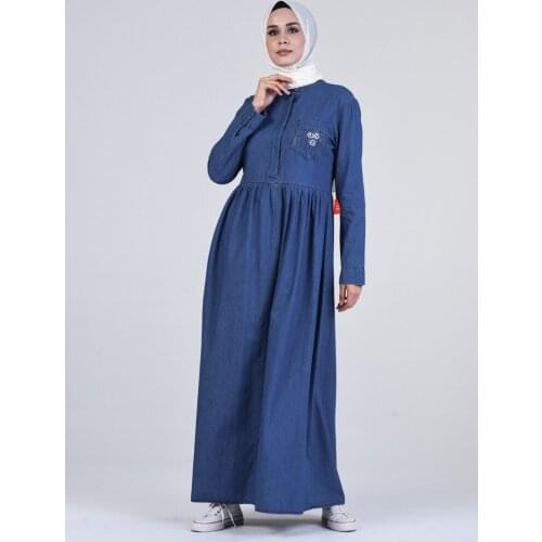 Minahill Denim Dress with Pockets 5003-01 Navy Blue 5003-01