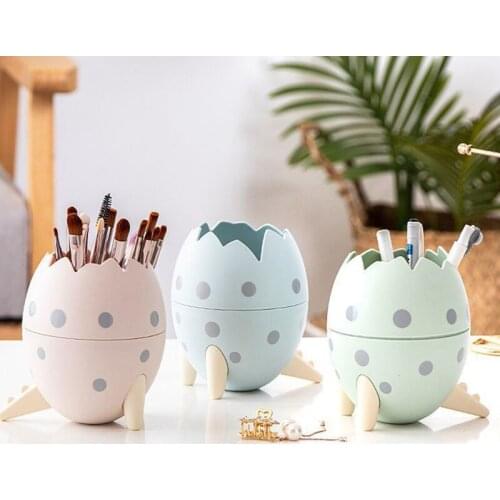 Creative Cute Dinosaur Egg Shape Tripod Multi-function Pen Holder Learning Stationery School Supplies