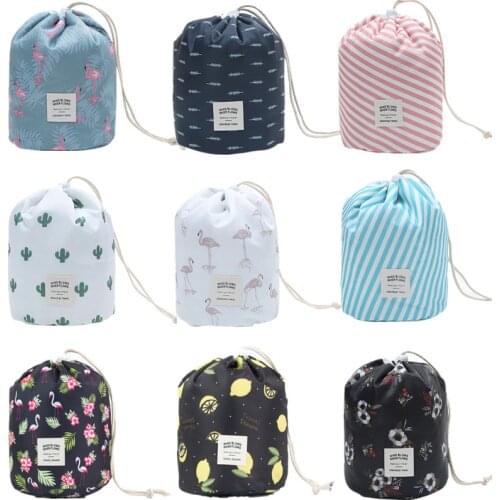 Beautician Round Cosmetic Bag Women Travel Necessarie Make up Organizer Female Toiletry Kit Case Box Makeup Wash Storage Pouch