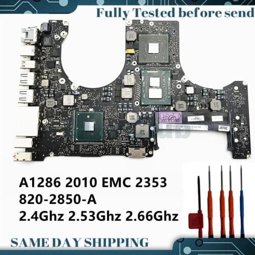 661-5479 661-5480 661-5566 820-2850-a motherboard for Macbook Pro 15" Mid 2010 A1286 2.4GHz 2.53g i5 I7 2.66G logic board