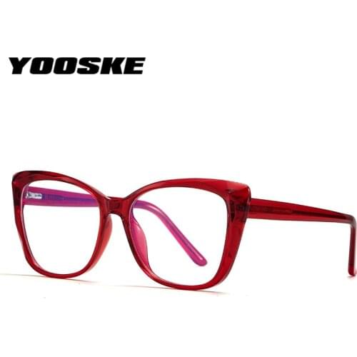 YOOSKE Fashion Anti Blue Light Computer Glasses Women Optical TR90 Transparent Eyeglasses Frames Cat Eye Eyewear Frame