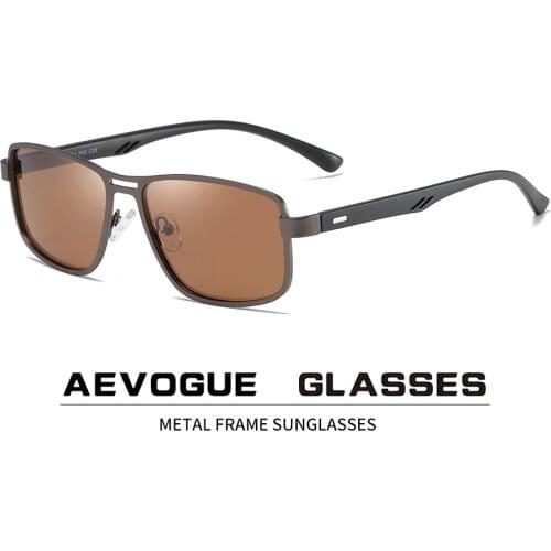 AEVOGUE Sunglasses Men 2020 Square Retro Polarized Rivet Metal Frame Brand Design Sun glasses UV400 AE0760