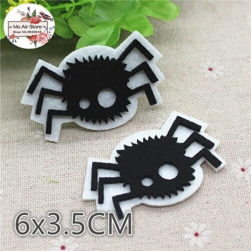 6x3.5CM 10pcs Non-woven patches Halloween spider two-double Felt Appliques for clothes Sewing Supplies diy craft ornament