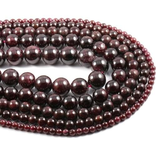 2020 new ladies DIY bracelet necklace pendant jewelry made of garnet round beads Size 4mm / 6mm / 8mm / 10mm / 12mm