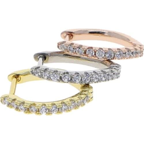 NEW Arrived minimal delicate women girl jewelry multi piercing small oval shaped mini cz huggie hoop earring