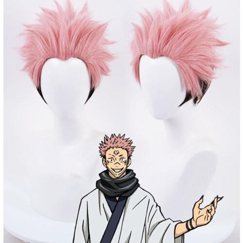 Anime Jujutsu Kaisen Ryomen Sukuna Cosplay Wig Costume Short Heat Resistant Synthetic Hair Halloween Carnival Party